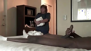 NICHE PARADE - BBW Hotel Maid Strokes Big Black Bushwa With White Hands